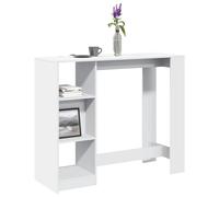 Vidaxl Table De Bar Et Étagère Blanc 124x46x103,5 Cm Bois D'ingénierie Multicolore