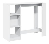 vidaXL Table de bar et étagère blanc 124x46x103,5 cm bois d'ingénierie, table de pub, table haute, table de tabouret de bar, 854391