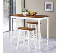 vidaXL Table de bar et tabouret 3 pcs Bois massif Brun G