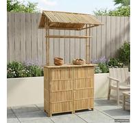 vidaXL Table de bar d'extérieur beige 115 x 95 x 214 cm en bambou, élégante, moderne, durable, pour espaces de vie contemporains, designs innovants pour améliorer votre environnement domestique