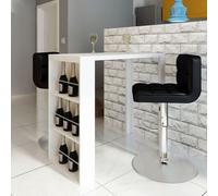 Vidaxl Table De Bar Mdf Avec Casier À Bouteilles Blanc Haut Brillance Blanc
