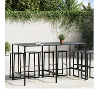 Table de bar noir 200x100x110 cm acier enduit de poudre, table de bar de petit-déjeuner, table de bar de cuisine, 3301419