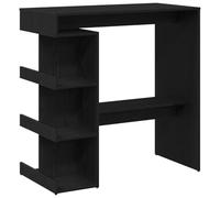 vidaXL Table de Bar stylée en chêne Noir avec 3 étagères d'angle Design Moderne pour Salle à Manger ou Cuisine Construction en Bois Naturel Mobilier d'intérieur