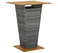 vidaXL Table de Bar Table de Comptoir Table de Pub Meuble de Patio Terrasse Extérieur Gris 80x80x110 cm Résine Tressée Bois d'Acacia