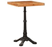 vidaXL Table de bistro en bois d'acacia massif 50 x 76 cm marron avec base en fonte noire à 4 pieds. Comprend 1 surface de cuisson avec un motif de grain unique. Finition naturelle, parfait pour un st