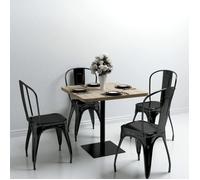 vidaXL Table de bistro MDF et acier carrée 80x80x75 cm Couleur de chêne