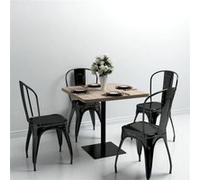 Vidaxl Table De Bistro Mdf Et Acier Carré 80x80x75 Cm Couleur De Chêne