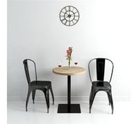 vidaXL Table de bistro MDF et acier Rond 60 x 75 cm Couleur de chêne beige G
