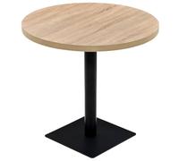 vidaXL Table de bistro MDF et acier Rond 80 x 75 cm Couleur de chêne