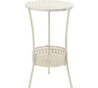 Table De Bistro Style Vintage Ronde Métal 40 X 70 Cm Blanc Blanc