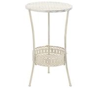 Table De Bistro Style Vintage Ronde Métal 40 X 70 Cm Blanc