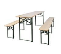 vidaXL Table de brasserie pliable avec 2 bancs 220 cm Bois de sapin Marron G