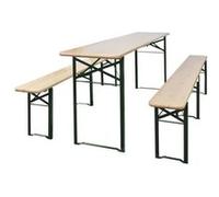 vidaXL Table de brasserie pliable avec 2 bancs 220 cm Bois de sapin Marron G