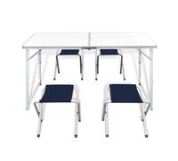 vidaXL Table de camping avec 4 tabourets Pliable Réglable en hauteur 120x60 cm