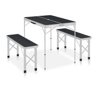Vidaxl Table De Camping Pliable Avec 2 Bancs Aluminium Gris