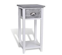 vidaXL Table de chevet avec 1 tiroir Gris et blanc