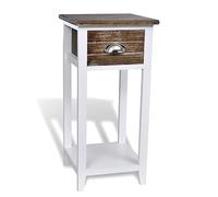 vidaXL Table de chevet – 1 tiroir – Marron et blanc