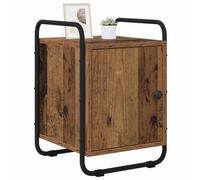 vidaXL Table de Chevet 2 pc Bois Ancien Bois d'ingénierie, Table de Nuit compacte, Rangement Moderne, Armoire Bois, Porte à charnière, poignées Noires Mat pour s'organiser