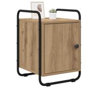 vidaXL Table de Chevet 2 pc Chêne Artisanal Bois d'ingénierie, Table de Nuit compacte, Rangement Moderne, Armoire Bois, Porte à charnière, poignées Noires Mat pour s'organiser