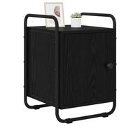 vidaXL Table de Chevet 2 pc Chêne Noir Bois d'ingénierie, Table de Nuit compacte, Rangement Moderne, Armoire Bois, Porte à charnière, poignées Noires Mat pour s'organiser