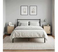 vidaXL Table de Chevet 2 pc Chêne Sonoma Bois d'ingénierie, Table de Nuit compacte, Rangement Moderne, Armoire Bois, Porte à charnière, poignées Noires Mat pour s'organiser