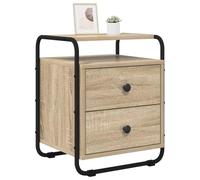 vidaXL Table de Chevet 2 pc Chêne Sonoma Bois d'ingénierie, Chambre, Solutions de Rangement rectangulaires Modernes, Table de Nuit en Bois, Acier galvanisé, déco Anglaise