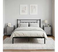 vidaXL Table de Chevet 2 pc Sonoma Gris Bois d'ingénierie, Table de Nuit compacte, Rangement Moderne, Armoire Bois, Porte à charnière, poignées Noires Mat pour s'organiser