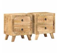 vidaXL Table de Chevet 2 pcs 40x32x46 cm Bois Massif de manguier Brut