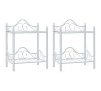 vidaXL Table de chevet 2 pcs Acier et verre trempé 45x30,5x60 cm Blanc
