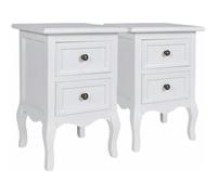 vidaXL Table de chevet 2x – 2 tiroirs, MDF, blanc, chambre à coucher