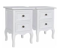 vidaXL Table de chevet 2x – 2 tiroirs, MDF, blanc, chambre à coucher