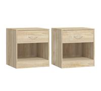 Vidaxl Table De Chevet 2 Pcs Avec Tiroir Couleur De Chêne Marron