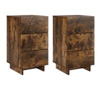 vidaXL Table de Chevet 2 pcs Chêne fumé 33,5 x 34,5 x 60 cm