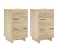 vidaXL Table de Chevet 2 pcs Chêne Sonoma 33,5 x 34,5 x 60 cm