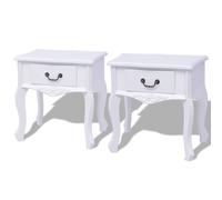 vidaXL Table de chevet 2 pcs MDF Blanc