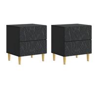 vidaXL Table de chevet 2 pcs Noir 43 x 34,5 x 48 cm Bois d'ingénierie
