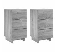 vidaXL Table de Chevet 2 pcs Sonoma Gris 33,5 x 34,5 x 60 cm