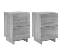 vidaXL Table de Chevet 2 pièces Sonoma Gris 33,5 x 34,5 x 50 cm
