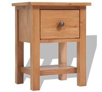 vidaXL Table de Chevet en Chêne Massif avec Tiroir - Rustique - Marron - 36 x 30 x 47 cm