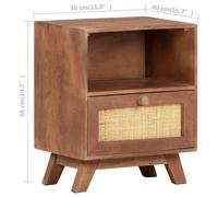 Vidaxl Table De Chevet 40x30x50 Cm Bois De Manguier Massif Marron