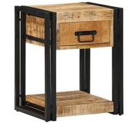 vidaXL Table de Chevet 40x35x50 cm Bois Brut Massif de manguier, Armoire de lit, Meuble de Chambre à Coucher, Table de Chevet en Bois