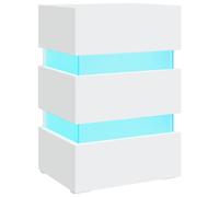 Vidaxl Table De Chevet À Led Blanc 45x35x67 Cm Aggloméré Blanc