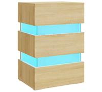 Vidaxl Table De Chevet À Led Chêne Sonoma 45x35x67 Cm Aggloméré