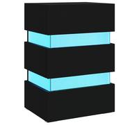 Vidaxl Table De Chevet À Led Noir 45x35x67 Cm Aggloméré Noir