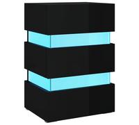 Vidaxl Table De Chevet À Led Noir Brillant 45x35x67 Cm Aggloméré Noir
