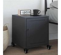 vidaXL Table de chevet Anthracite 36×39×43,5 cm Acier avec armoire latérale et support téléphone