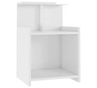 vidaXL Table de Chevet, Armoire de Nuit avec 3 Étagères, Armoire de Lit avec Rangement Chambre, Scandinave, Blanc Brillant Bois d'Ingénierie