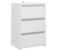 vidaXL Table de Chevet, Armoire de Nuit avec 3 Tiroirs, Armoire de Lit avec Rangement, Meuble de Chambre, Scandinave, Blanc Bois d'Ingénierie