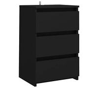 vidaXL Table de Chevet, Armoire de Nuit avec 3 Tiroirs, Armoire de Lit avec Rangement, Meuble de Chambre, Scandinave, Noir Bois d'Ingénierie