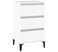 vidaXL Table de Chevet, Armoire de Nuit avec 3 Tiroirs, Armoire de Lit avec Rangement, Table de Nuit Chambre, Moderne, Blanc Bois d'Ingénierie